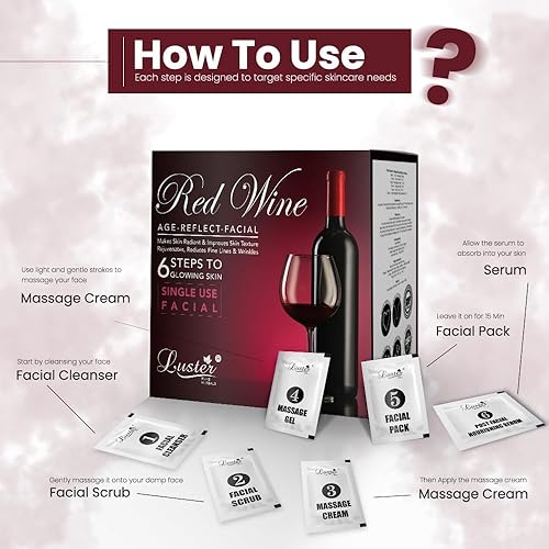 Miniatura 2 de Kit facial Red Wine Age Reflect  Kit facial de 6 pasos  Kit facial mini de un solo uso  Kit facial antienvejecimiento  Para piel brillante y