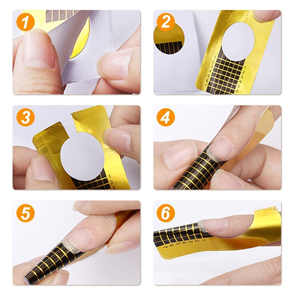 URBANMAC Forms for Acrylic Nails 500 Pieces Poly Gel Forms Nail Extension Tips Guide Paper Sticker for Nail Art Gel Salon 4