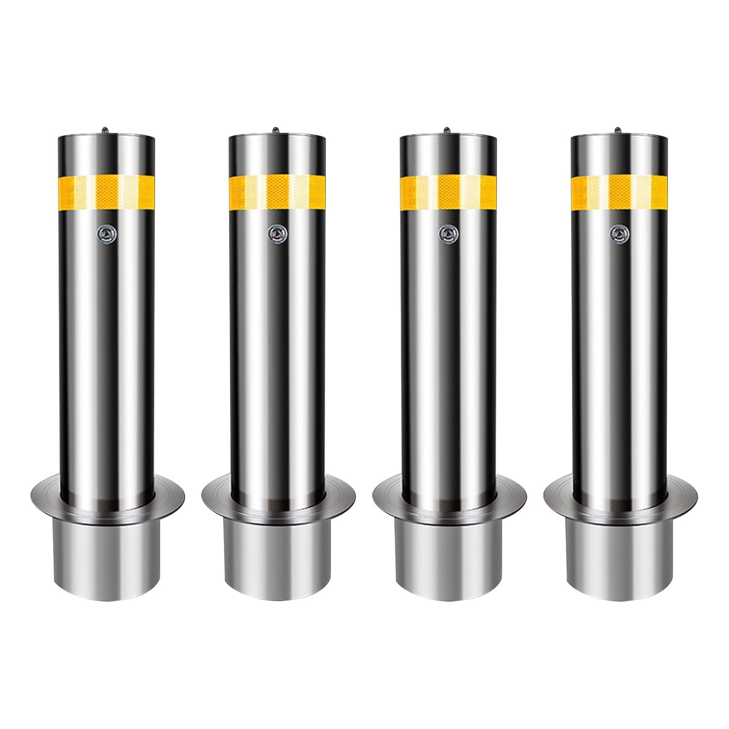 GTHTUHFD Removable Yellow Safety Bollard - 6Pcs Steel Parking & Traffic Delineators With Reflective Strips 23.6” X 6.3” Street Stanchions For Enhanced Visibility & Safet,23.6 * 8.6in(4pcs)