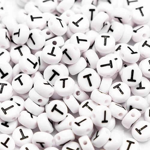 Vista 16 de 500 cuentas acrílicas de letras de 0.236 x 0.157 pulgadas, cuentas del alfabeto para hacer joyas, cuentas de letra C para hacer pulseras, collares