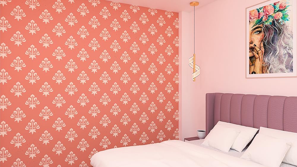 MOREYAJI DIY Peach with White Flower Grains Vinyl Self Adhesive Wallpaper with Glossy Peel and Stick Wallpaper for Wall Home décor,washrrom,Bedroom,Kitchen,Hotel,Wall for Living Room Drawing Hall (B0C9WYBDSB) Amazon Price History, Amazon Price Tracker