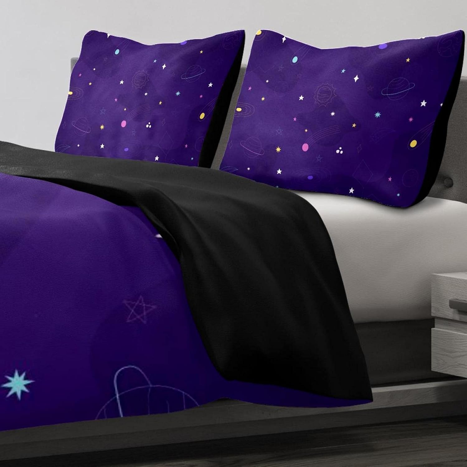 Galaxy Purple Starry Sky Printed  Bedding Set