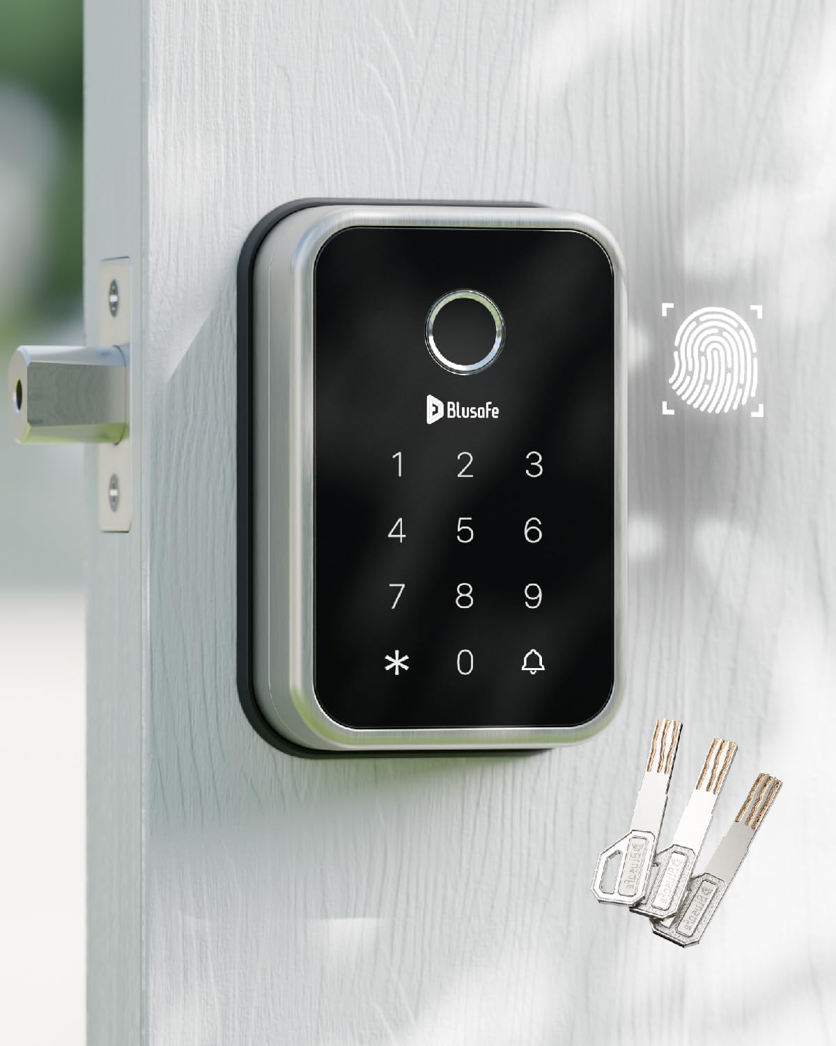 Fingerprint Door Lock 4-in-1 Entry Door Locks Smart (Cloud S （Brushed Nickel）)