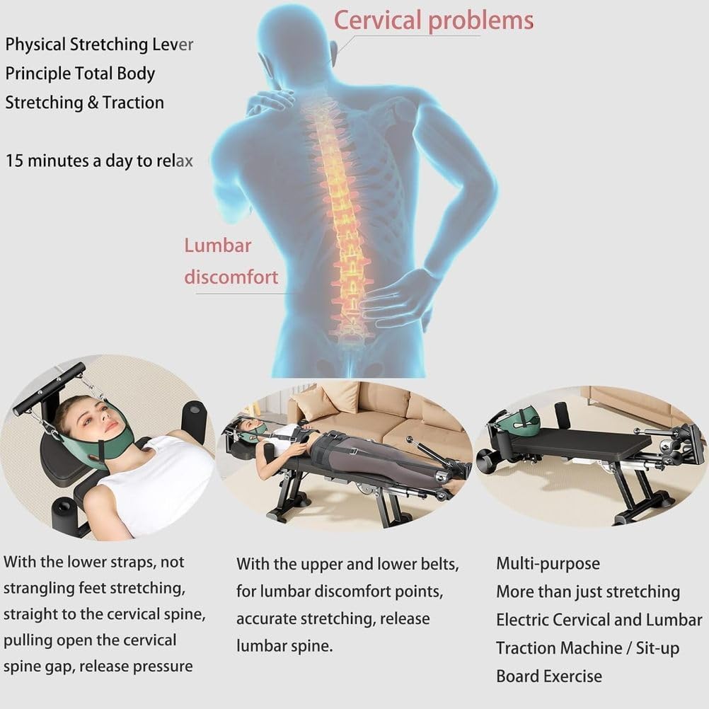 Cervical and Lumbar Massage & Traction Table — Full-Body Fitness and Inversion Traction Bed — 400Kg Load Capacity — Specialized Treatment for Cervical Spondylosis