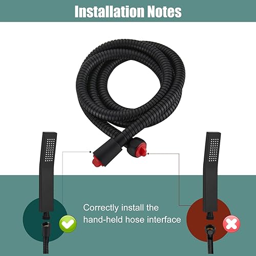 Miniatura 7 de Sistema de ducha expuesto negro mate, grifo de ducha de baño de doble función, cabezal de ducha giratorio cuadrado de 8 pulgadas con juego completo