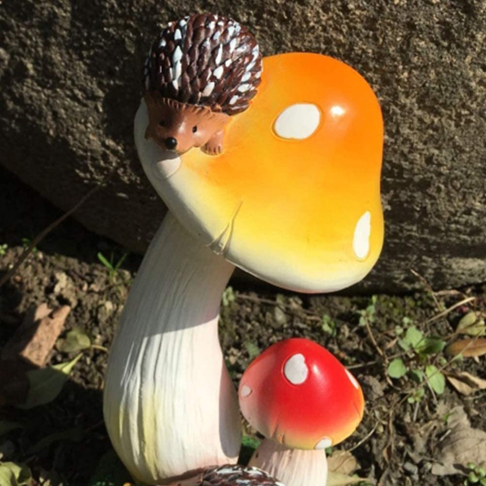 Figurki rzeźby ozdoby - do salonu, dekoracja stołu, posągi jeża do ogrodu, grzyb z figurkami zwierząt, rzeźby, ozdoba, patio, podwórko, balkon, dekoracja tarasu, na zewnątrz, A