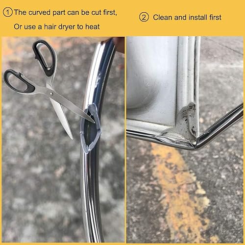 Miniatura 9 de YIJINSHENG 9.8 ft x 0.236 in universal en forma de U cromada personalizada moldura moldura moldura línea de tira para sedán coche pickup ventilación