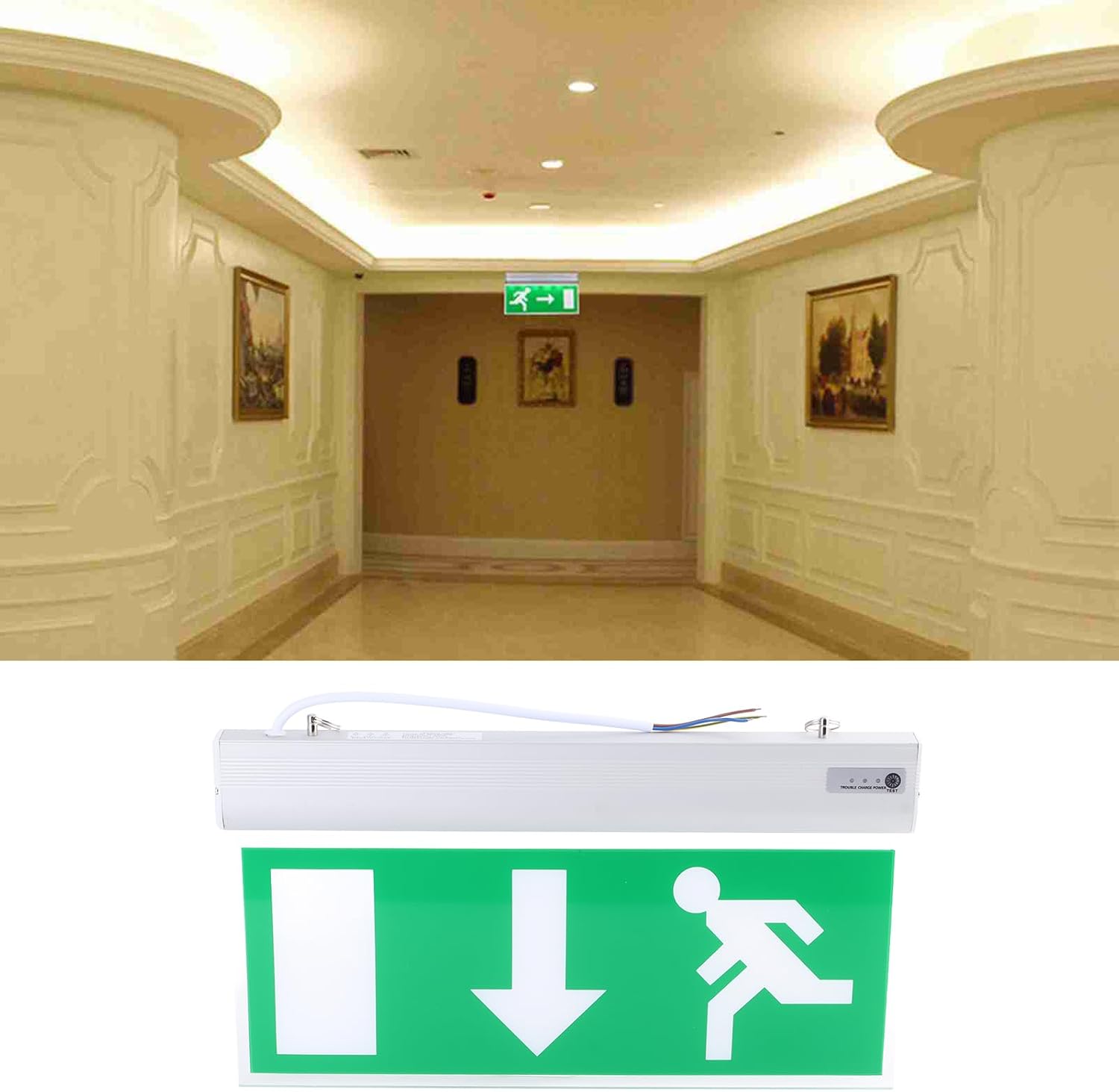 LED Emergency Exit Sign with Automatic Voice Alarm Reminder, Emergency Exit Sign Light, Exit Lighting Sign, for Supermarkets, Places