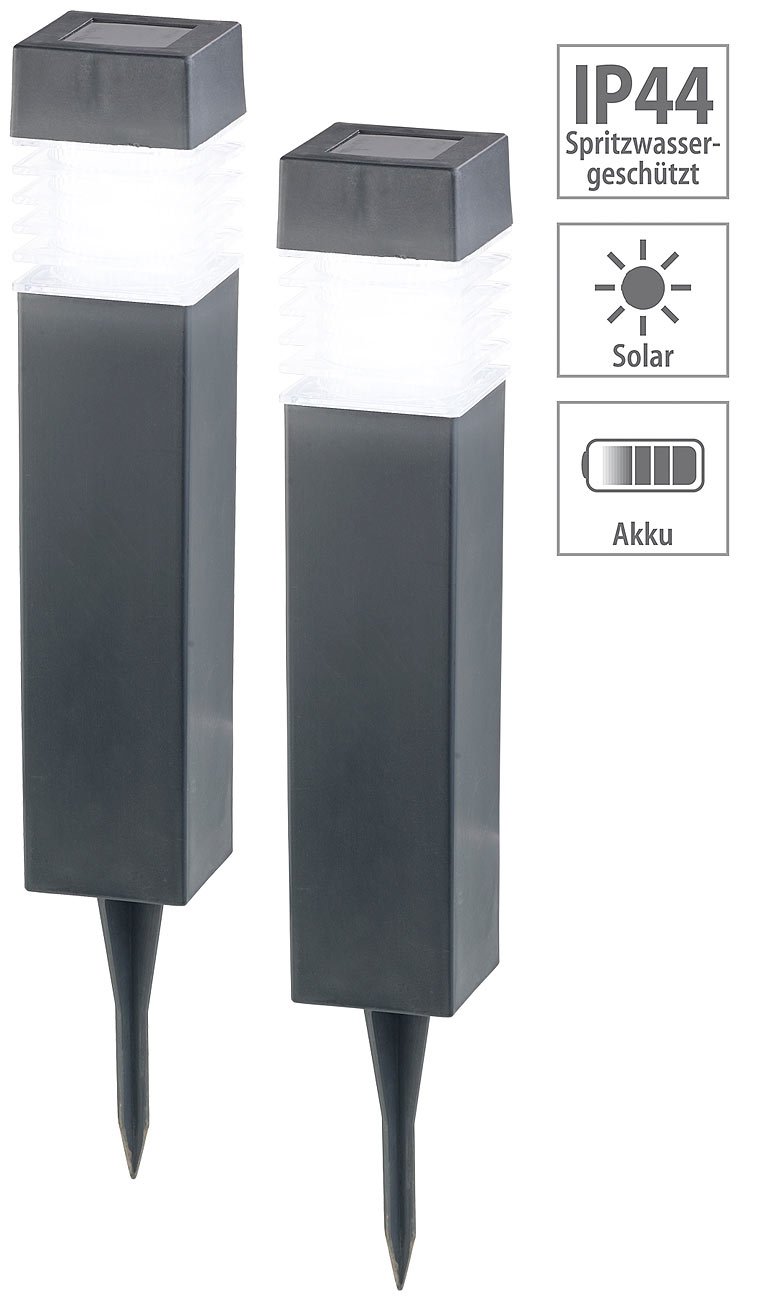 Lunartec Solarleuchte Garten: 6er-Set Moderne Solar-LED-Wegeleuchten mit Dämmerungs-Sensor (Gartenleuchten Solar, Solarleuchten-Set, Lampe)