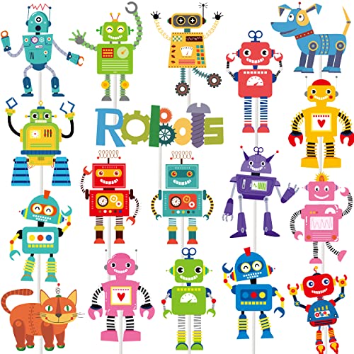 36Pcs Robot Cupcake Toppers Picks Robot Cake Decorations For Robot Birthday Party Decorations Birthday For Boys Gear Robot Baby Shower Supplies #TOP1