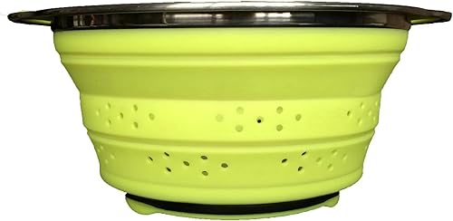 Miniatura 4 de Oneida Colador plegable de silicona de acero inoxidable de 8 pulgadas, color verde