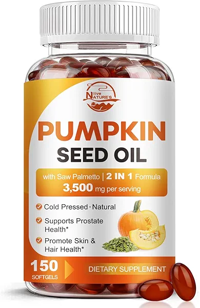 Pumpkin Seed Oil with Saw Palmetto, 3500mg Max Strength per Serving, 150 Softgels, Cold-Pressed with Essential Fatty Acids & Phytosterols, Supports Immune, Hair, Bladder & Prostate Health