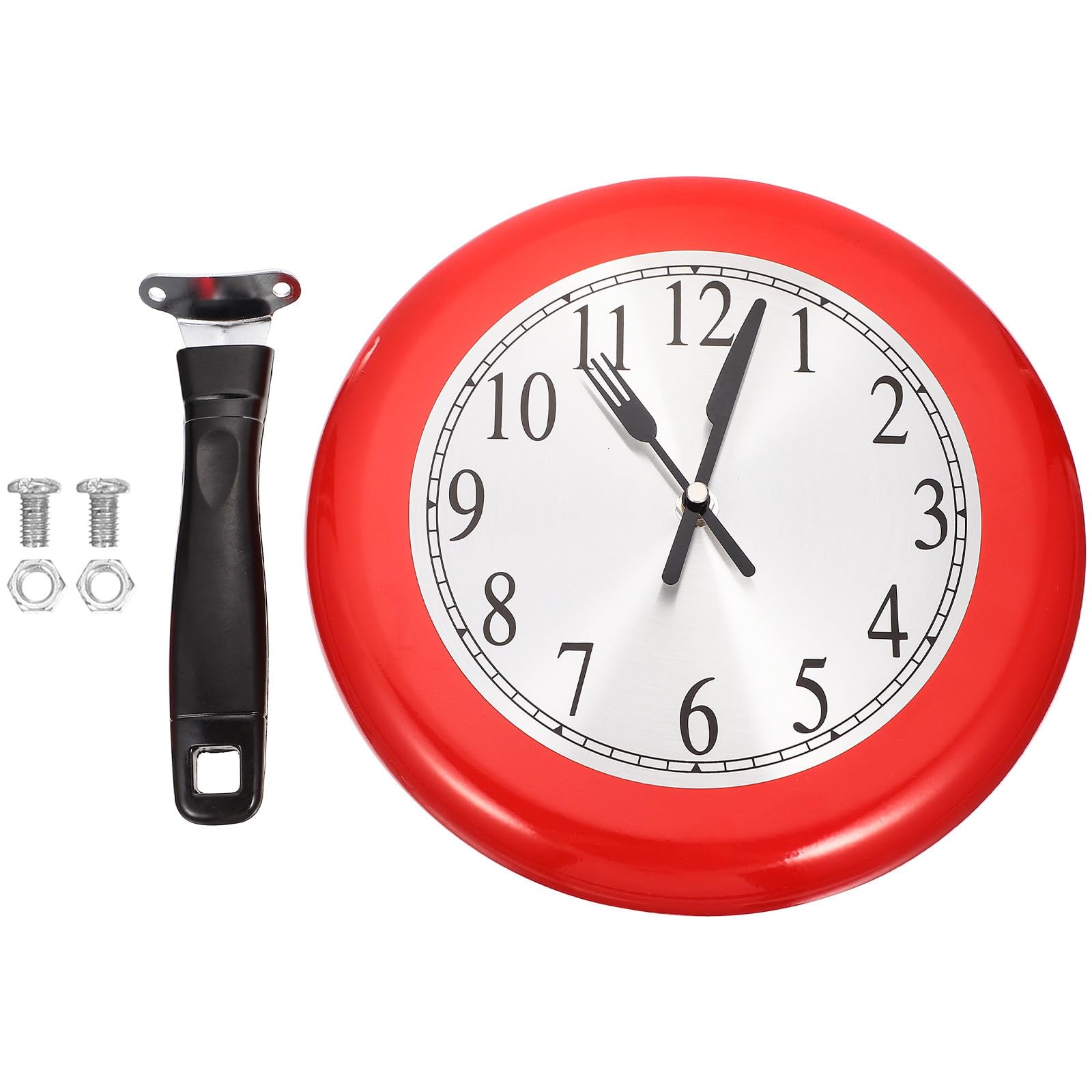 Horloge murale poêle à frire silencieuse rouge en acier contre le bruit