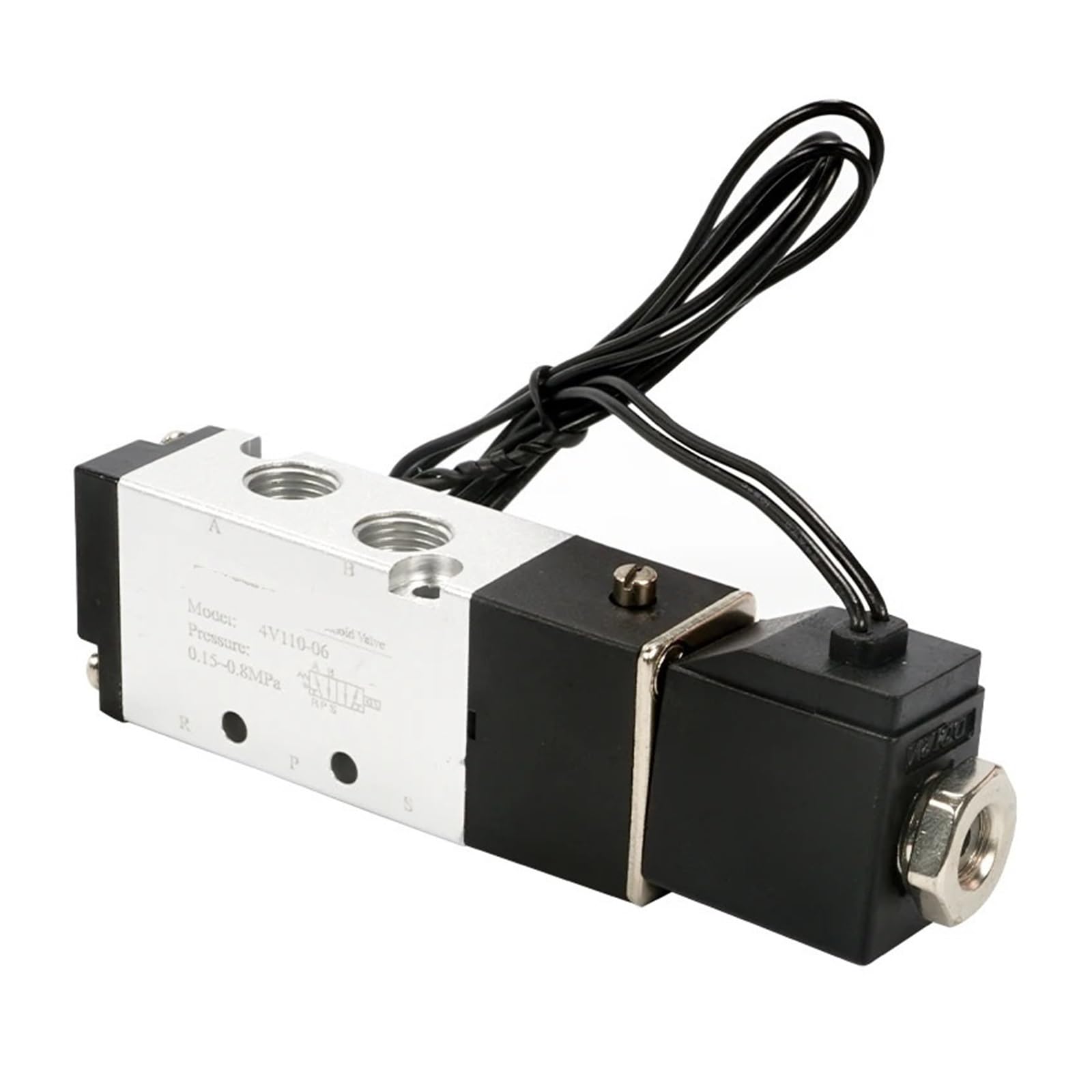 IEUMJNAT 4V110-06 Five-Way 2-Position 1/8" Pneumatic Solenoid Valve with Wire DC12V DC24 AC110 AC220V with 4mm/6mm/8mm/10mm/12mm(Only 4v110-06,AC220V)