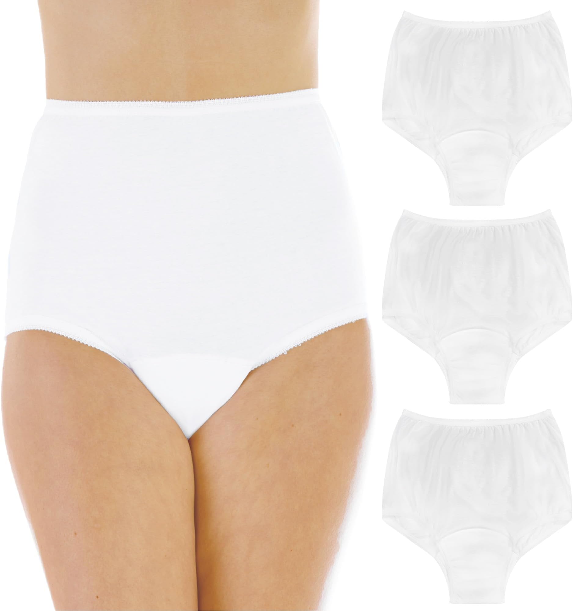 Wearever Women's Cotton Comfort Incontinence Panties for Bladder Control with Regular Absorbency - Reusable & Washable Leak Proof Underwear 150 ml (Pack of 3) (White) (3X) (Fits Hip Sizes: 49-51")