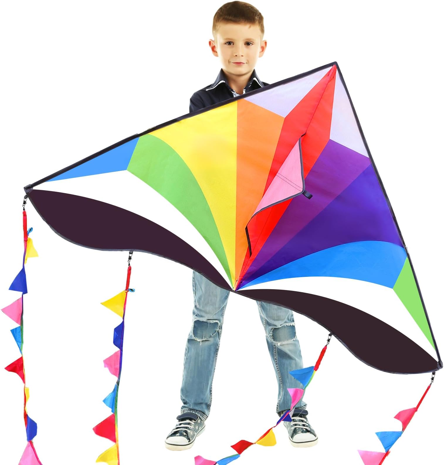 Delta Kite for Kids & Adults Easy to Fly Large, The Easiest Single Line Beach Kite, it Comes with 300ft String Kite Handle