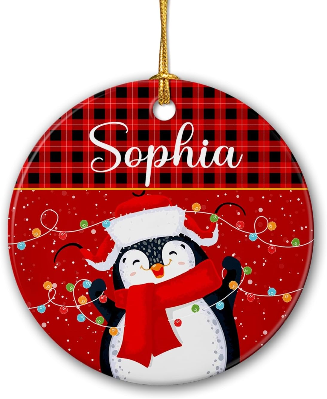 Cute Penguin Christmas Ornament, Personalized Penguin Color