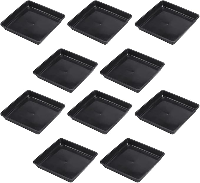 Yardwe Pack of 10 Square Plant Saucers for Flower Pots Made of Plastic