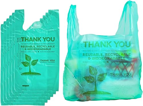 C&S Event Supply Co. Bolsa ecológica verde, bolsas de plástico con asas, bolsas de compras de plástico para comestibles, bolsas de plástico