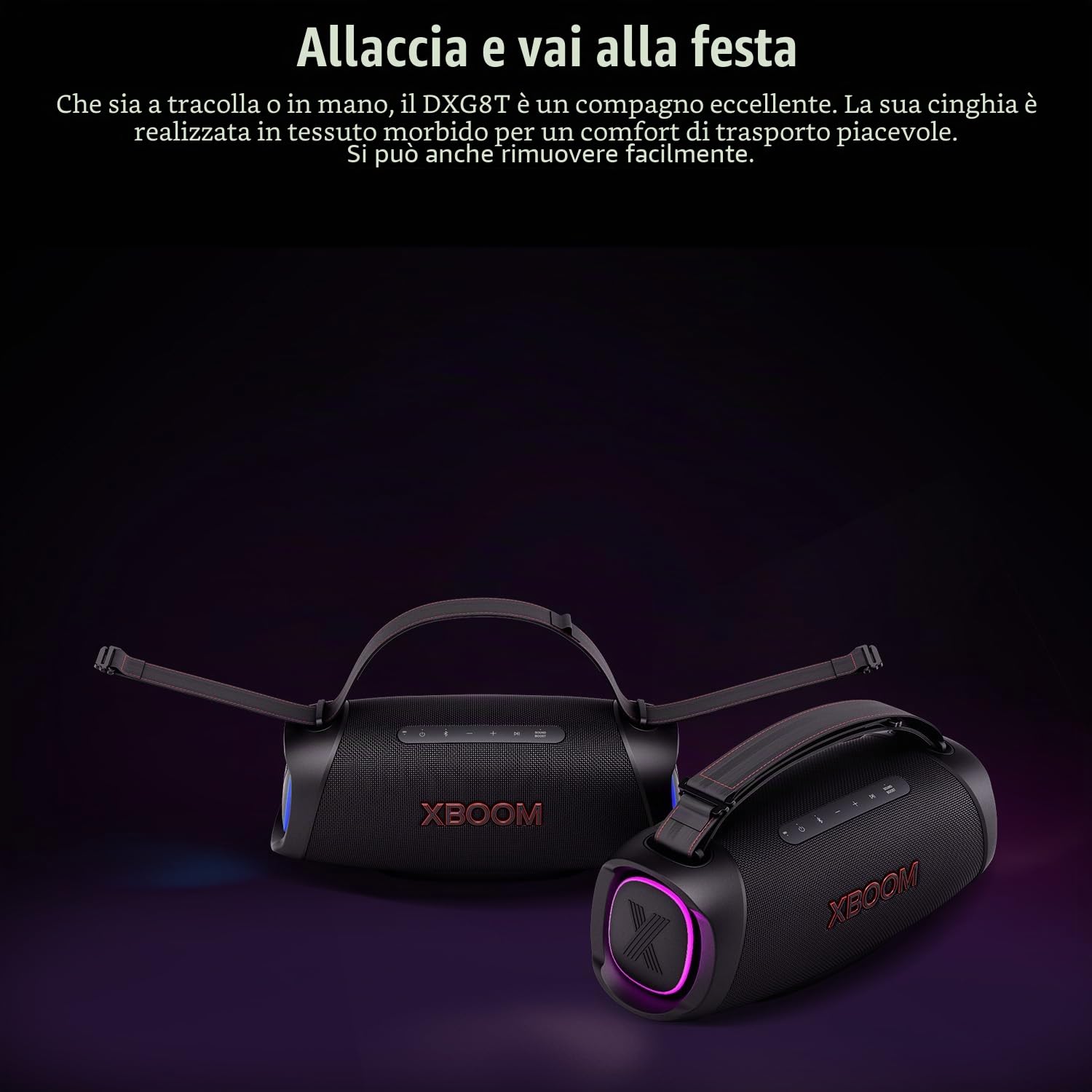 LG Electronics XBOOM Cassa Bluetooth, Speaker Bluetooth Portatile con Sound Boost(50W, Google, Siri,Alexa), Cassa Bluetooth Potente DXG8T, Nero
