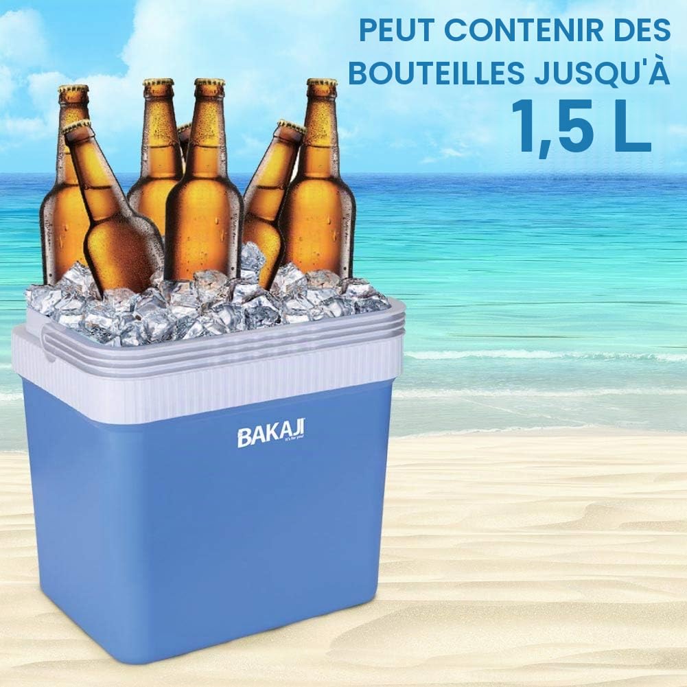 Bakaji Réfrigérateur Électrique 24LT 12/220V Maison Voiture Camping-Car Bateau Réfrigérateur Portable Fonction Chaud/Froid Dimensions : 41 x 30 x 45 cm