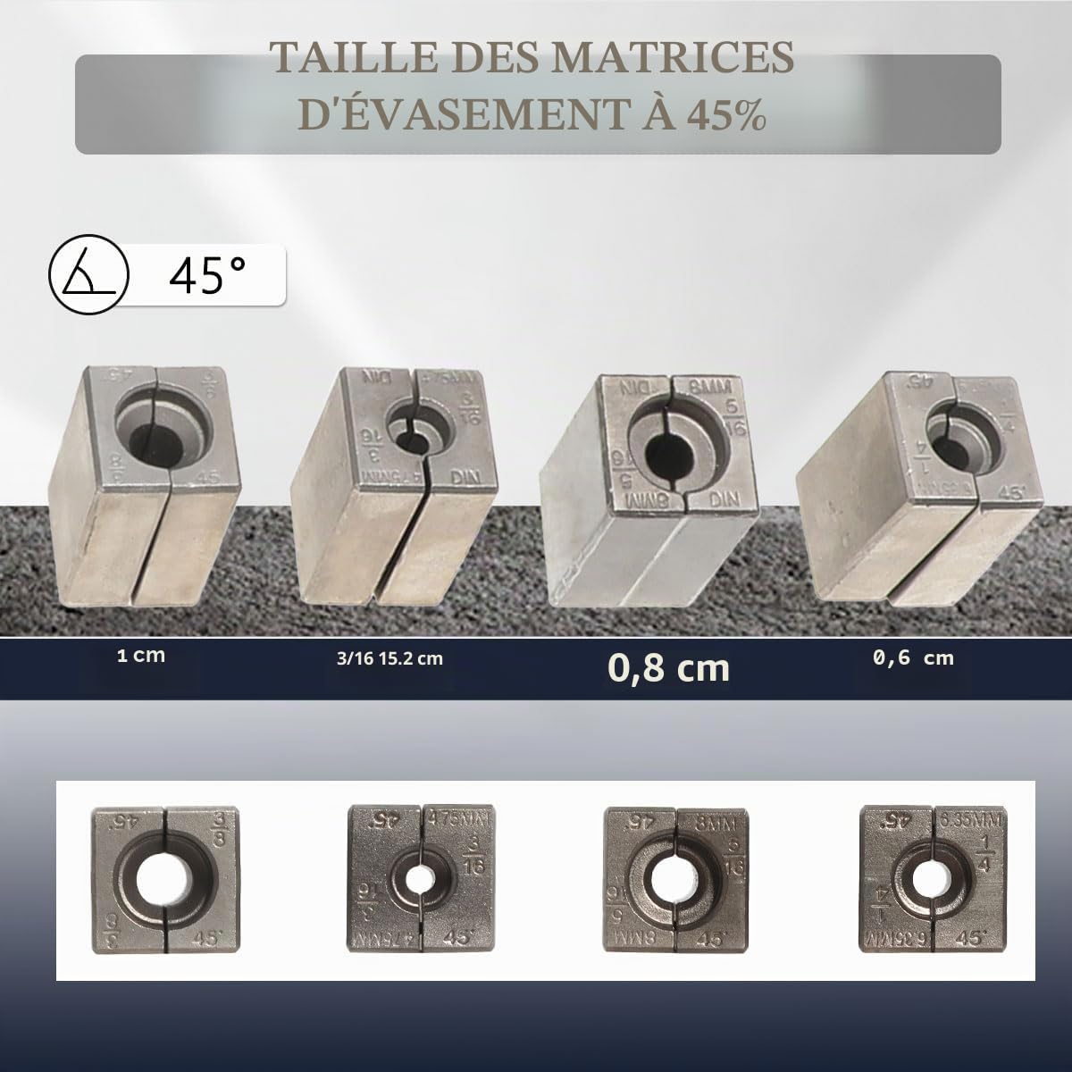 DPTOOL Kit d'outils d'évasement de Conduite de Frein, évasements Simples, Doubles et à Bulles à 45 degrés, Outil d'évasement de Tubes pour Tubes de 3/16", 1/4", 5/16", 3/8" et 4,75 mm