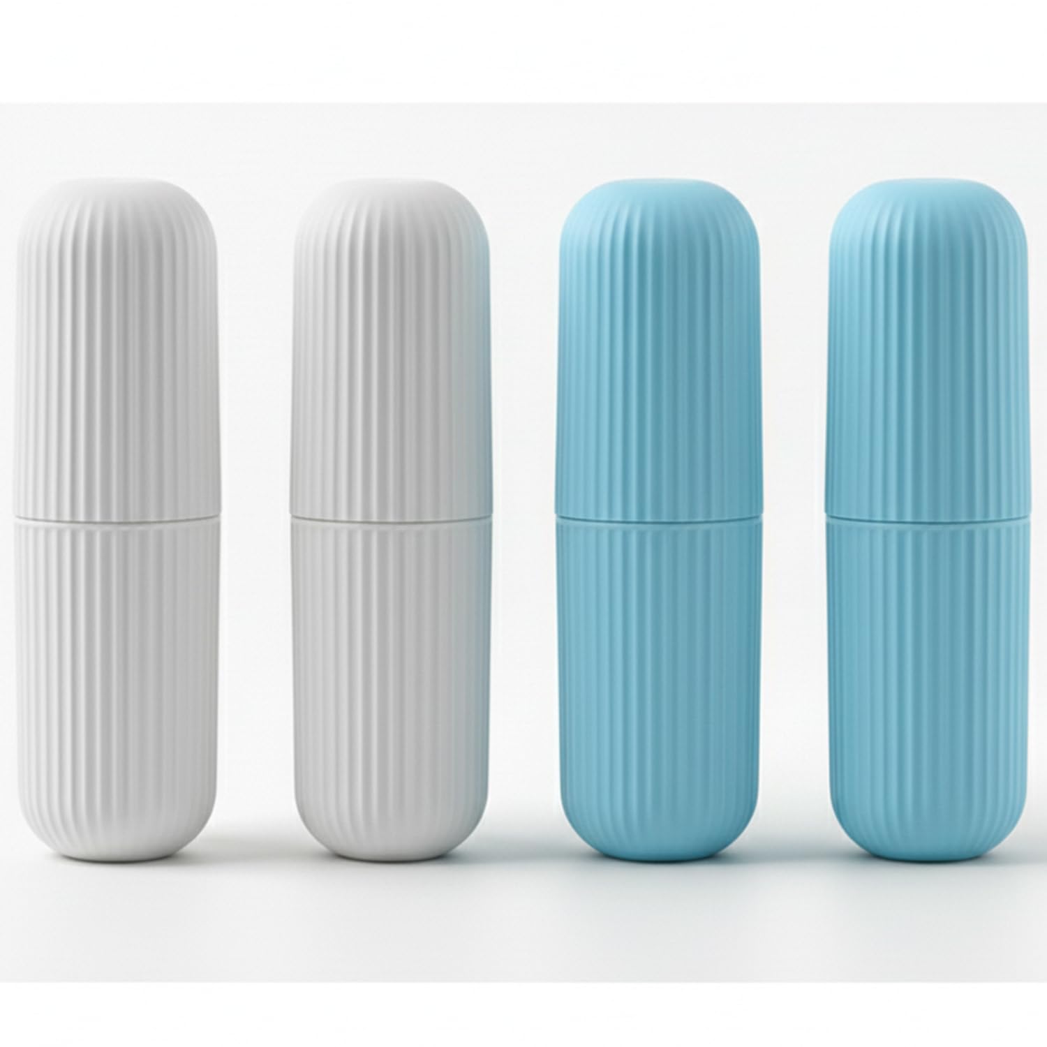 KBS Toothbrush Holder for Bathroom Capsule Shape Travel Toothbrush Case Cover Portable Storage Box Plastic (Blue-White) (Pack of -4)-image-12