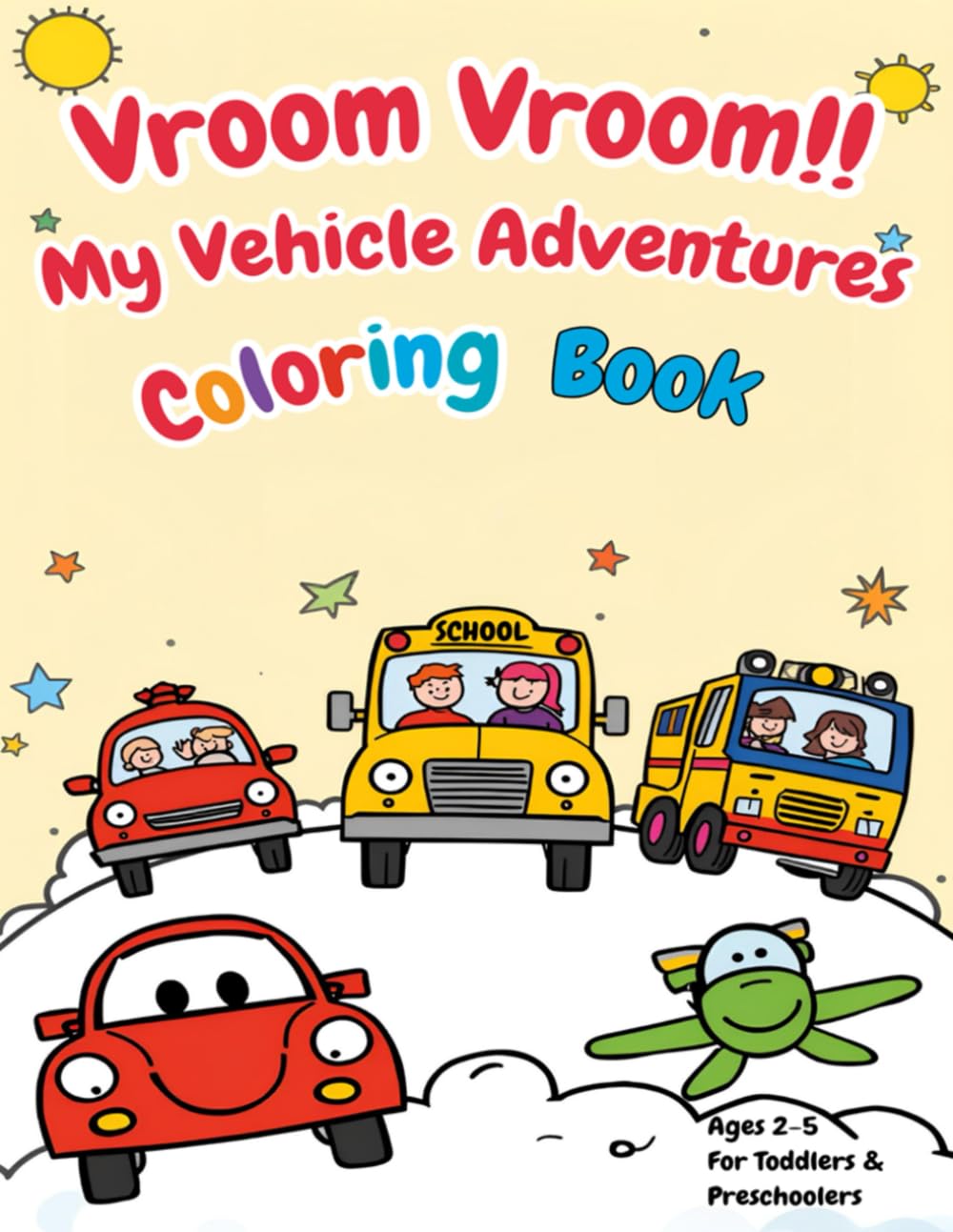 Big & Easy Vehicles Coloring Book: Simple Trucks, Cars & Construction Vehicles for Toddlers (Ages 3–5)