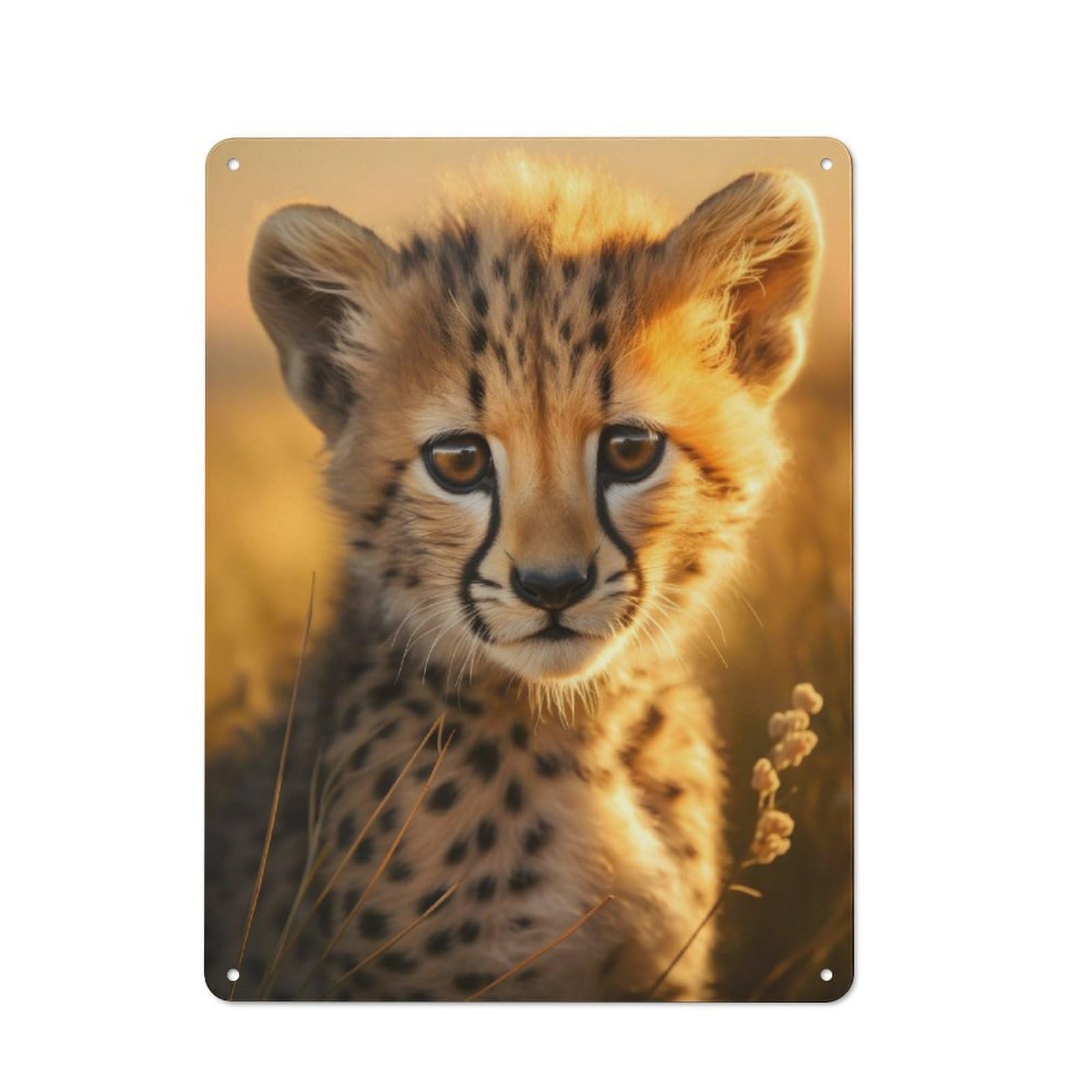 Vintage Metal Sign 40x30cm Featuring Cheetah, Home Bar Decor for Cafe, Pub, Workshop Or Home Bar