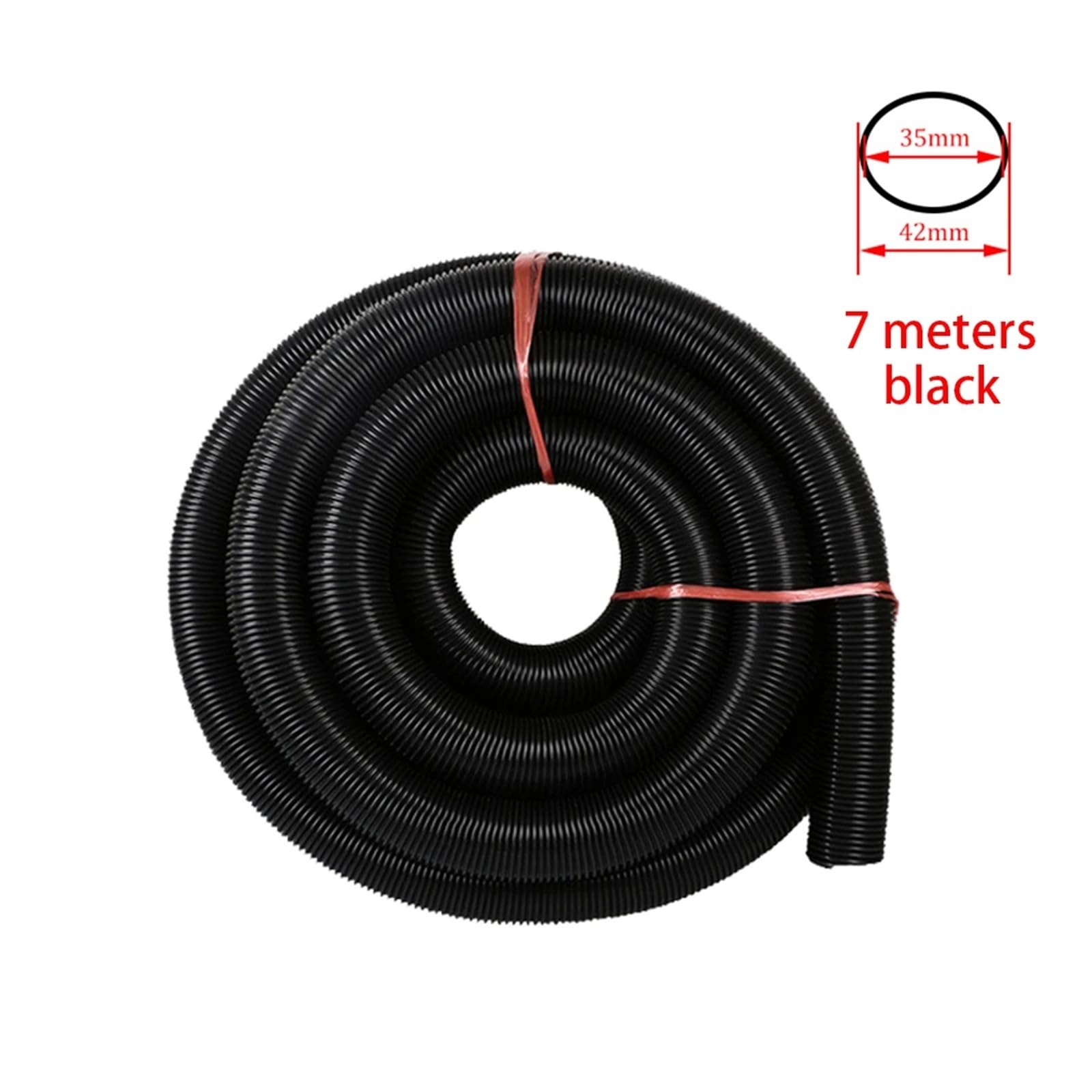 Staubsaugerschlauch Mit Gewinde (Innendurchmesser 35 Mm, Außendurchmesser 42 Mm), Flexibler Balgschlauch, Robust Und Weich, Ersatzschlauch For Staubsauger, Schwarz(Black-7m (35mm))