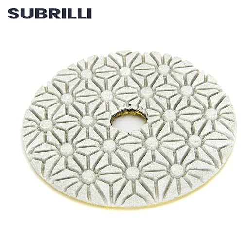 Miniatura 8 de SUBRILLI Almohadillas de pulido de diamante de 3 pasos secohúmedo de 4 pulgadas, 9 piezas, paso 3 para hormigón de cuarzo de mármol de granito