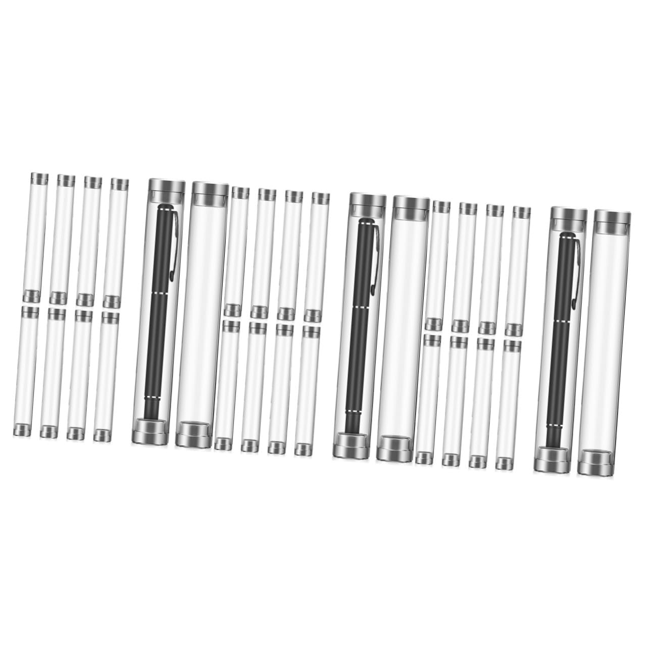 TEHAUX 30 Pezzi Astucci in Acrilico Resistente Singolo Cilindrico per Penne Ufficio e Scuola