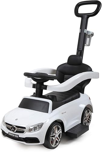 TOBBI Automóviles de empuje para niños pequeños, 3 en 1 Mercedes Benz - Cochecito de juguete deslizante con asa, barra de seguridad, portavasos,