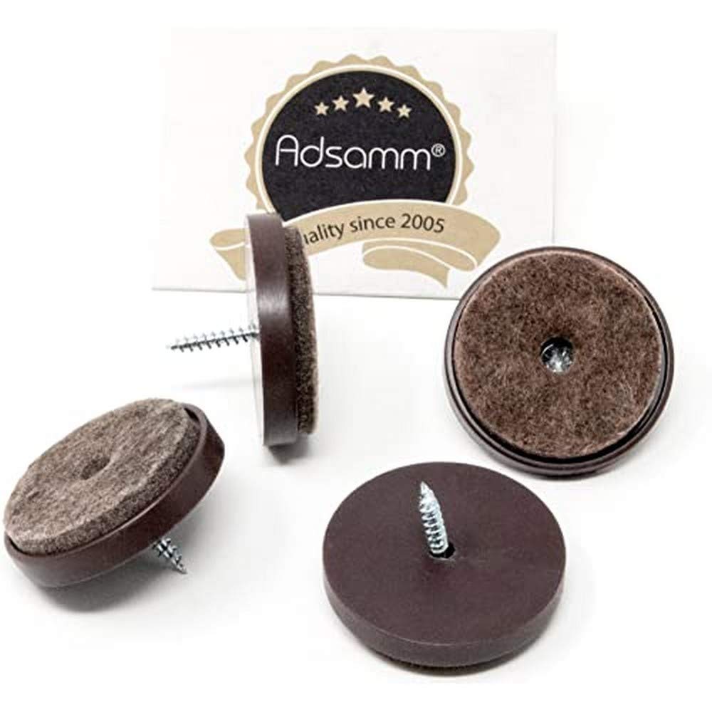 AdsammFP-S-BR-40-4 FP-S-BR-40 4 x Felt Pads with Screw, Brown, Diameter 40 mm