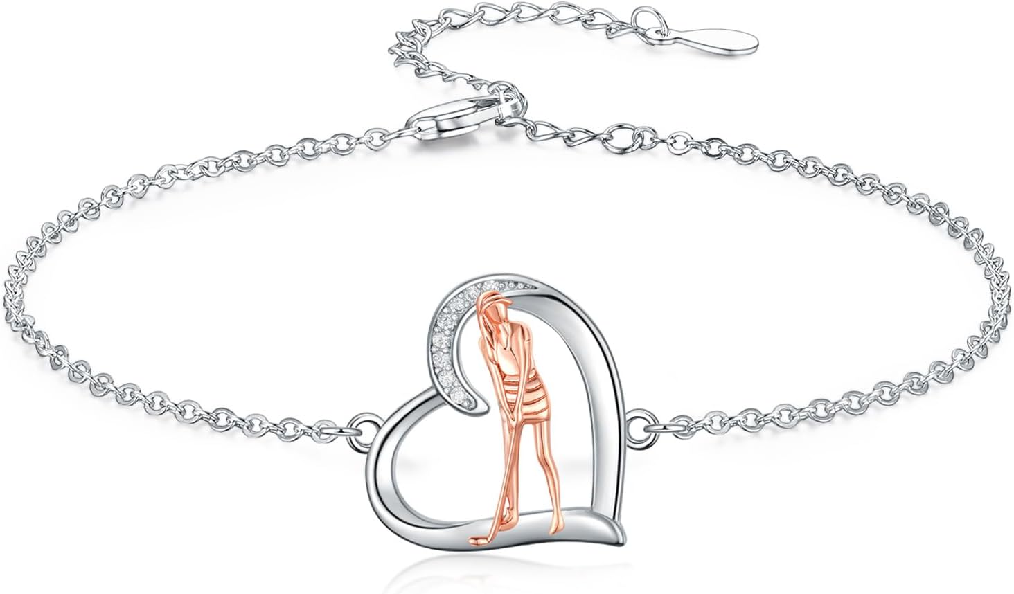 Volleyball/Tennis/Golf Bracelet 925 Sterling Sliver Heart Sports Bracelets Jewelry Gifts for Women Mom Lover Player