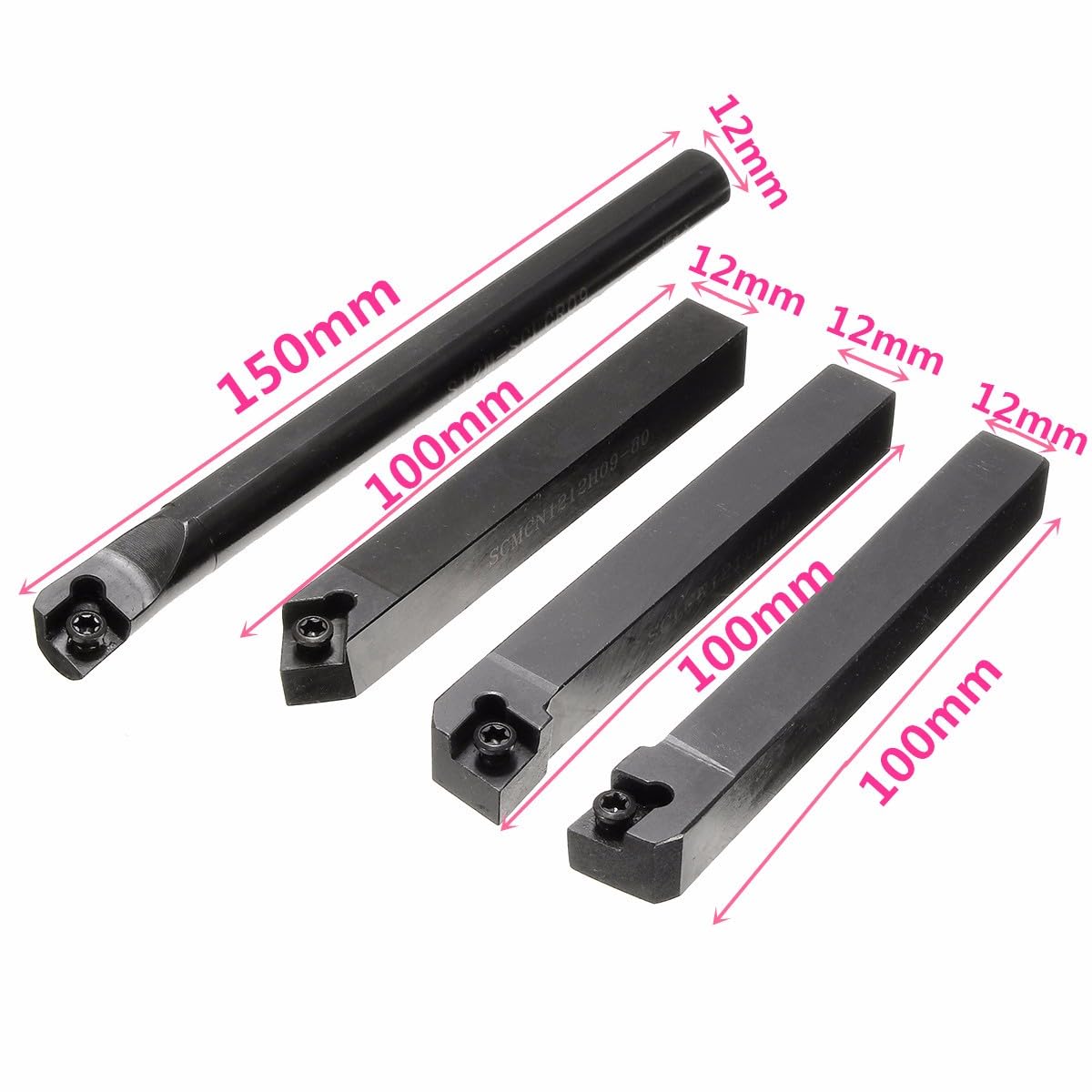 VIDOO 4szt SCLCR/L SCMCN 12mm Nóż Tokarski Wytaczak Oprawka Narzędziowa z 10szt Wkładkami Węglikowymi CCMT09T304