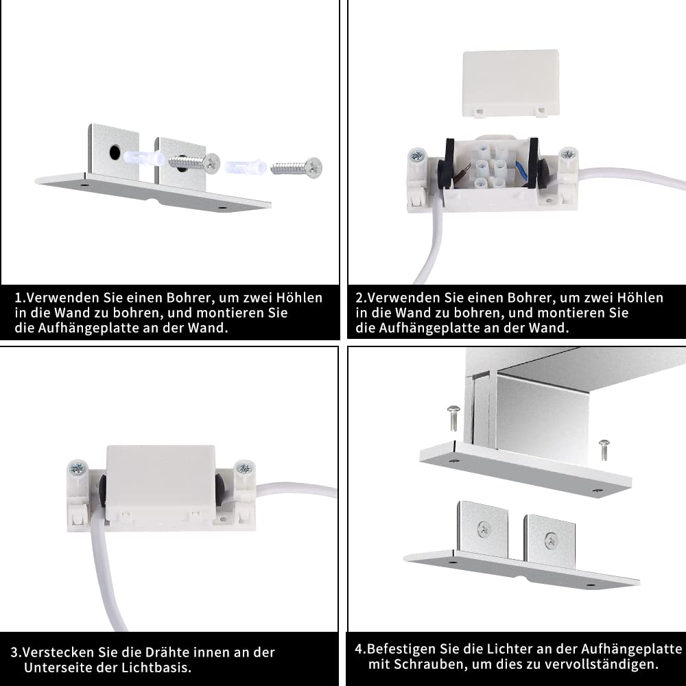 ERWEY 8W Lampada da Specchio Led per Bagno, 4000K Bianco Neutro 60cm 680lm, Lampada da Armadio IP44, Luce da Bagno per Spechio in Alluminio Luce per Trucco 230V (600mm)