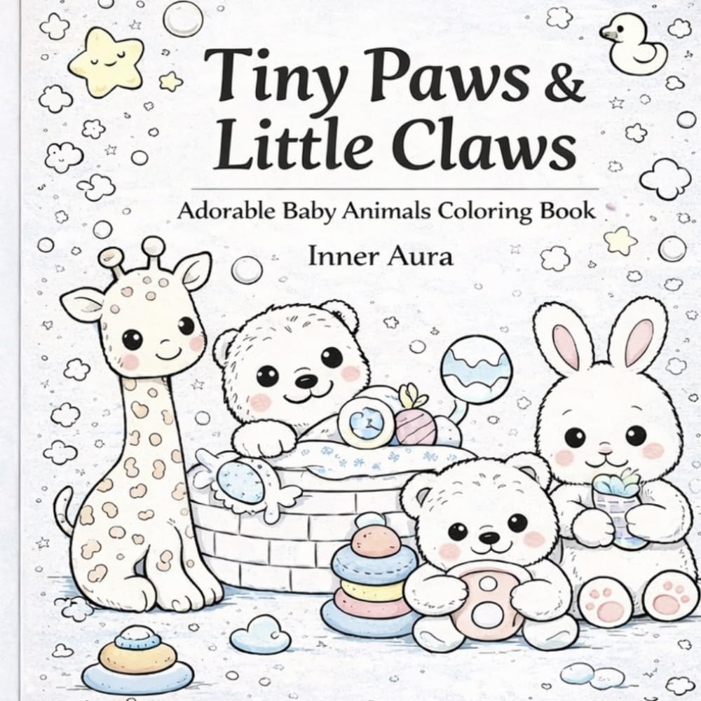 Tiny Paws & Little Claws Coloring Book: Adorable Baby Animals Coloring Book | 45 Cute Designs for Relaxation and Stress Relief