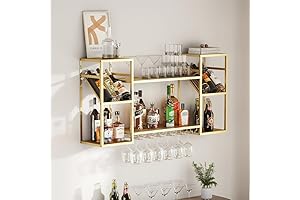 2-Tier Metal Floating Bar Liquor Shelves: Wall-Mounted Wine Rack Solution