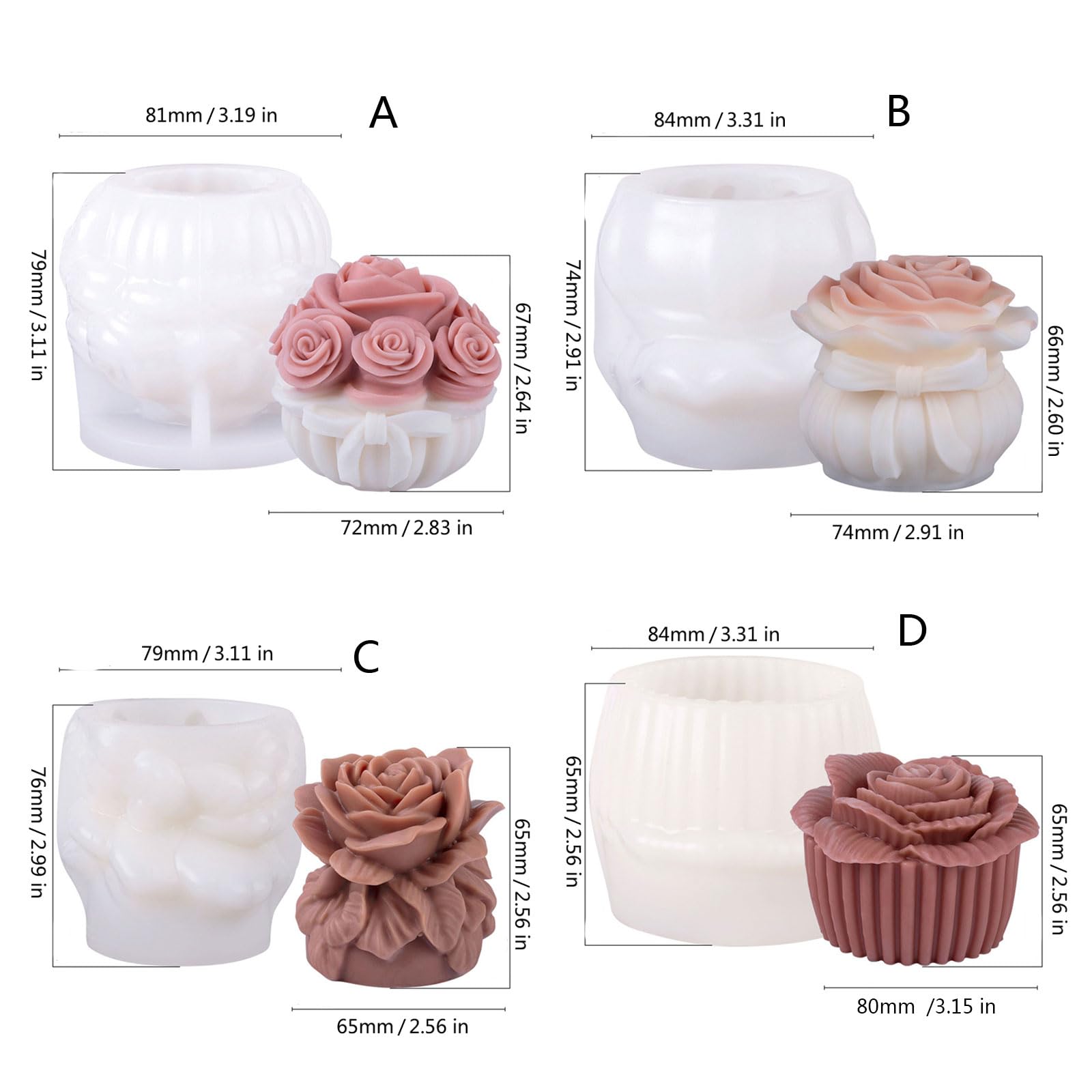 Molde de silicona para velas de flores, moldes de fundición hechos a mano, moldes de yeso, suministros de manualidades para decoración de bodas