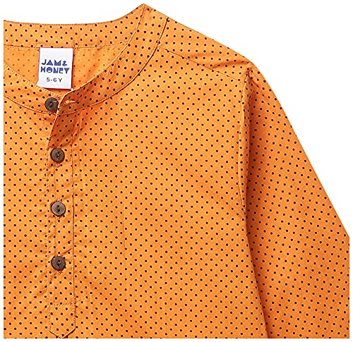 Image of Amazon Brand - Jam & Honey Regular Boys Kurta Sets PJ-SLUB Orange 6-7 Years