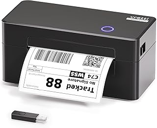 vretti Impressora térmica de etiquetas USB, etiquetas autocolantes, impressora de etiquetas de envio de 4 x 6 para pacotes de envio, compatível com Windows, sistemas Mac OS