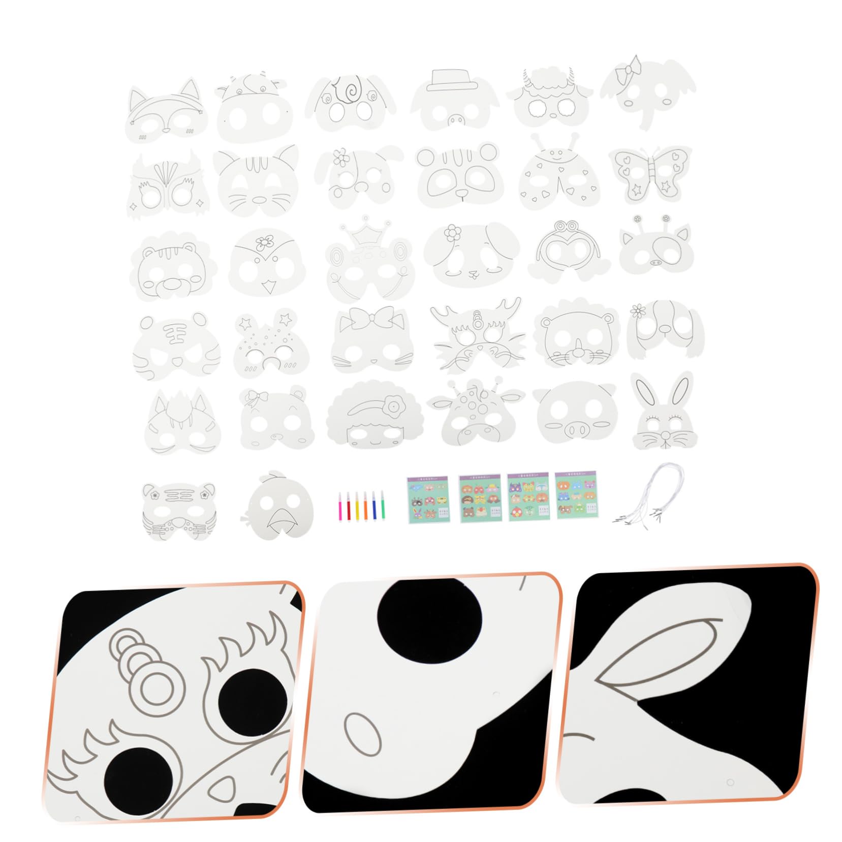ibasenice 3sets Maschere Animali Fatte Mano Per Maschere Vuote Per Feste Di Halloween e Costumi Per Attività Creative e Giocattoli Per Feste