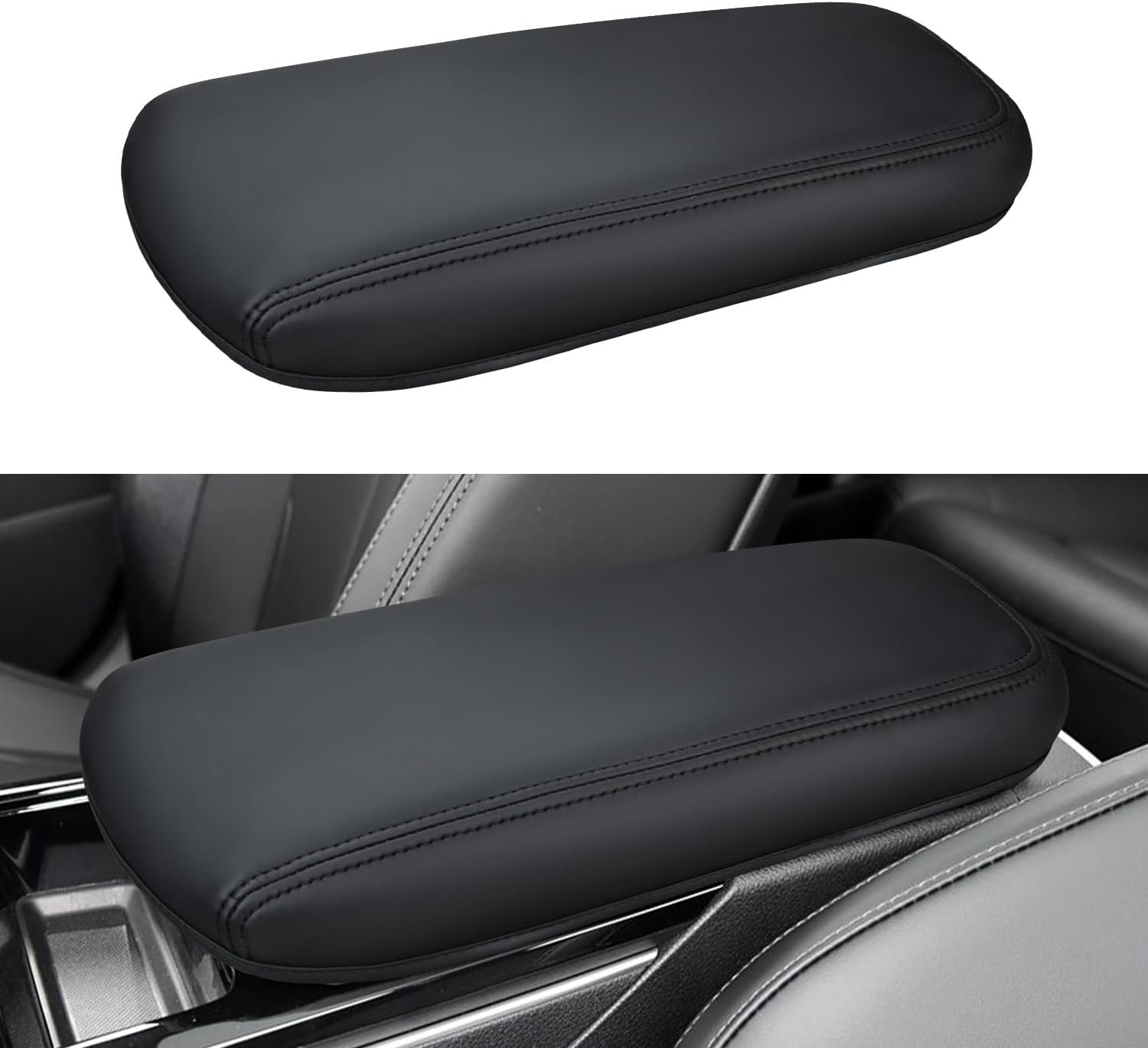 INTGET Center Console Cover 2026 for Kia K5 Accessories 2021-2025 2022 2023 2024 Leather for K5 GT-Line Car Armrest Arm Rest Box Lid Dog Seat Protector Pad (Black Pad, 2021+)