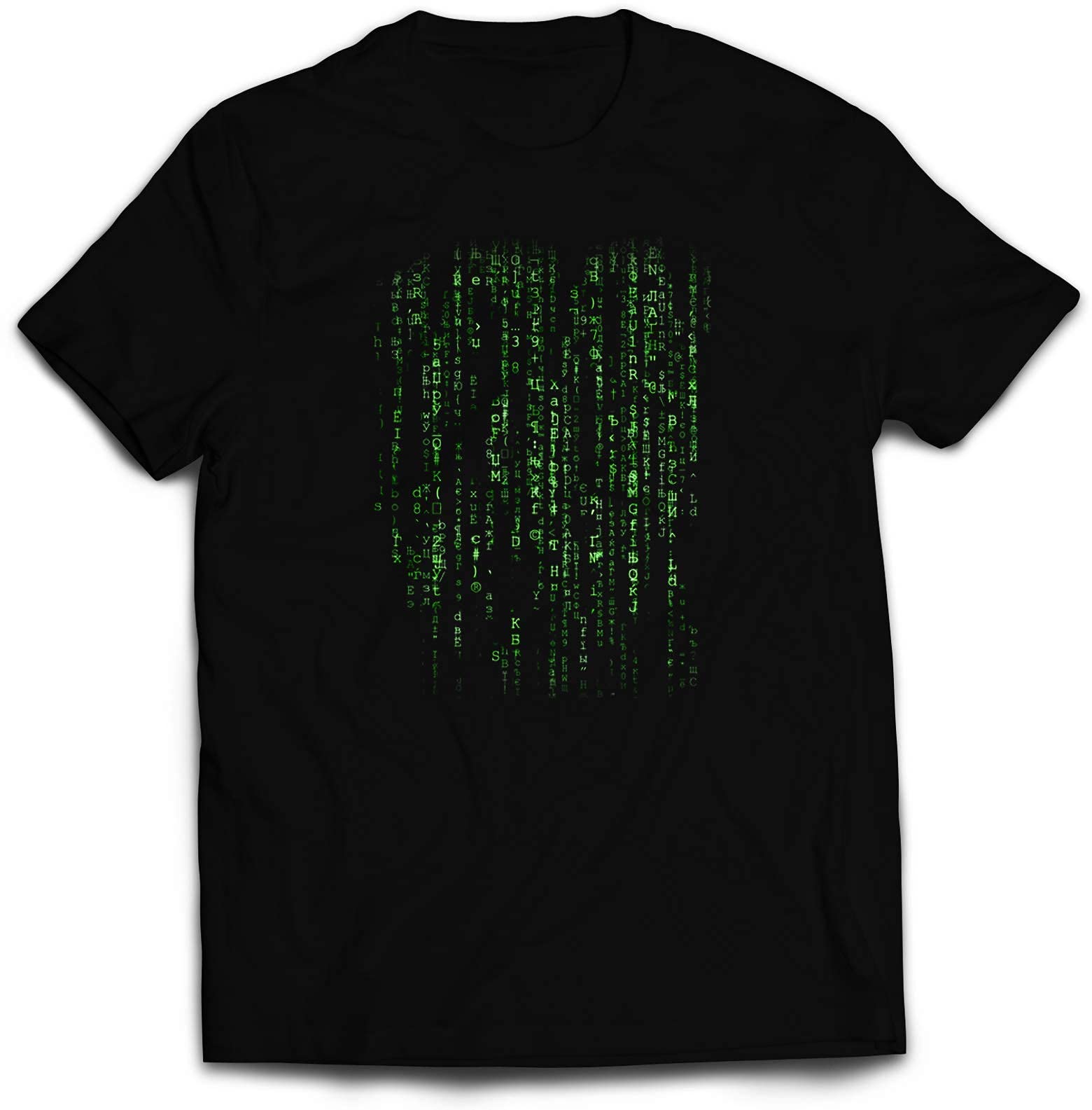 Smartypants Unisex Black Matrix Fan Inspired Code T-Shirt - Green Rain Movie Cinema Gift Present (Large, )