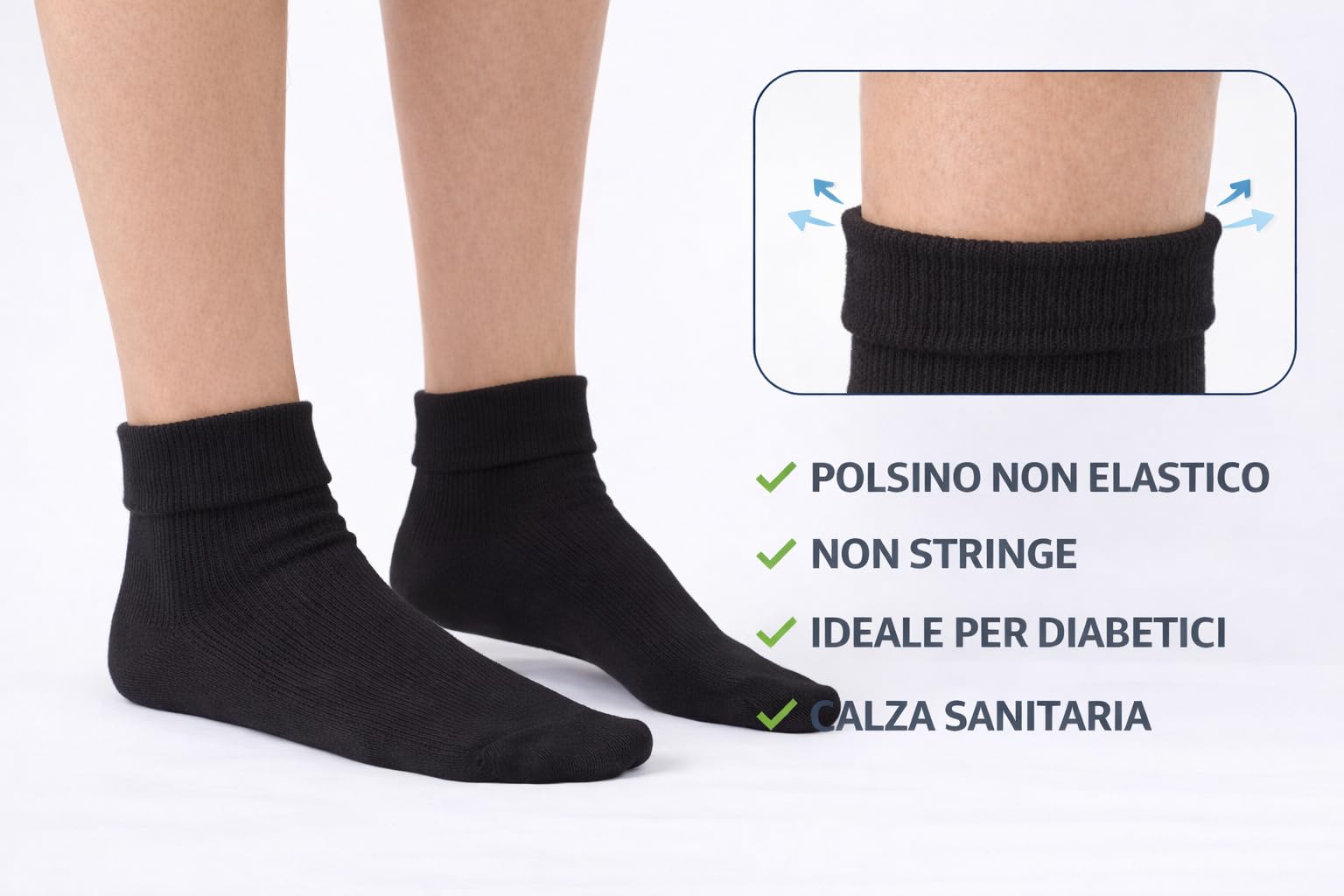 DAC calze sanitarie da donna in 100% cotone filo scozia - 3/6 paia - calzini Made In Italy per la circolazione