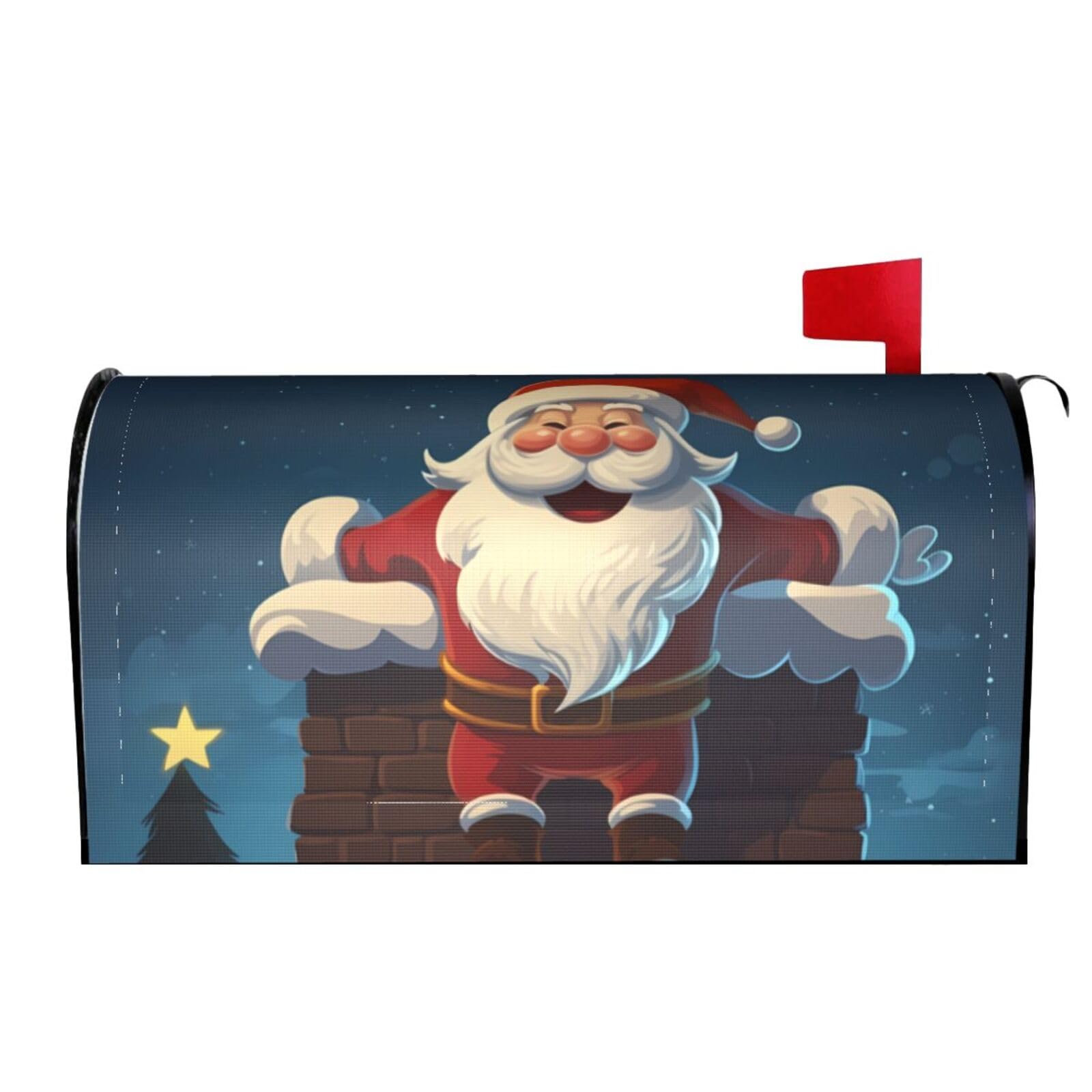 Spring Summer Mailbox Covers Magnetic Letter Post Box Cover Santa Into The Chimney Mailbox Wrap Decoration Mailbox Post Cover for Garden Yard Outside Welcome Decor 21x18 in