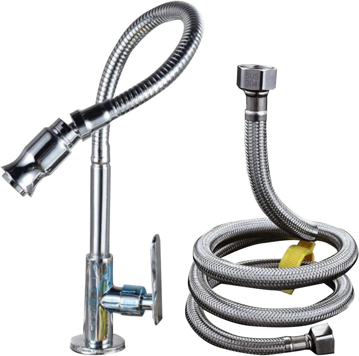超人気の ホース付きキッチンタップキッチンミキサー蛇口360°クロームブラスラバーフレキシブルキッチン蛇口、固定サポート付きプルダウン、360