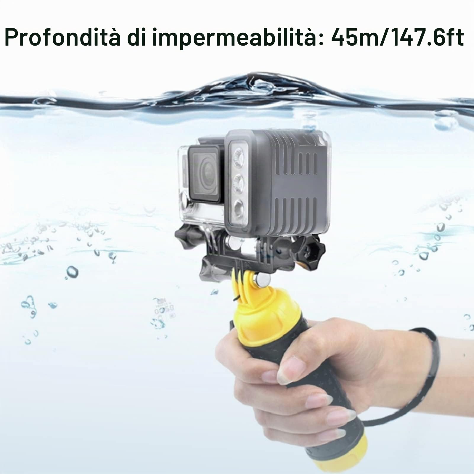 Luce Subacquea, Lampada Subacquea Impermeabile da 45 M Lampada Subacquea Ricaricabile Dimmerabile Video LED Luce di Riempimento per Immersione Luce Video LED Subacquea per