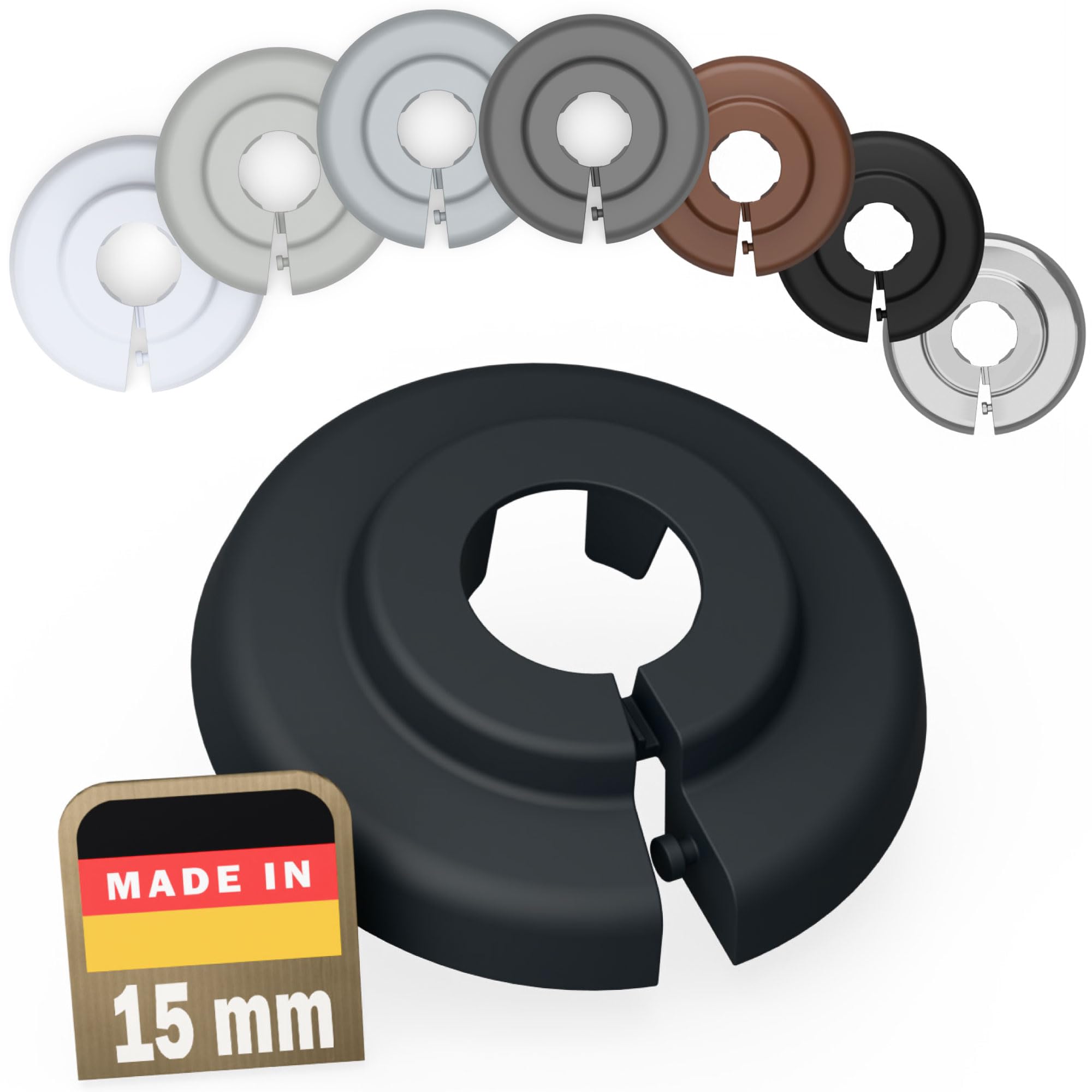 Fux Anthracite Gray (Ral 7016) 6 Radiator Pipe Covers Single Collars 15Mm Anthracite Grey - Heater Covers - Floor Rings